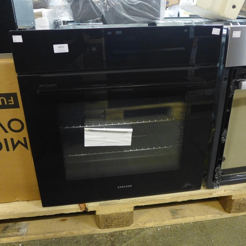 4072 - Karlson Touch Screen Single Pyrolytic Oven - Black (Damage to corner)*This lot is subject to VAT