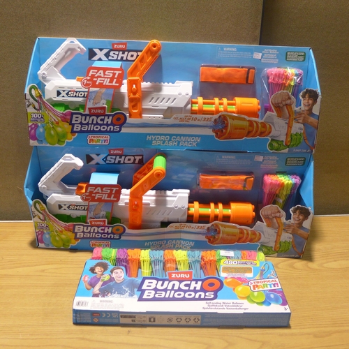 6030 - Two Zuru X-Shot Water Hydro Cannons and Zuru Bunch O Balloons (347-98,99 100) *This lot is subject t... 