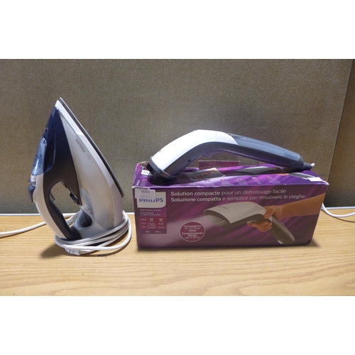 6031 - Philips Handheld Steamer and a Philips Azur Steam Iron (347-47,56) *This lot is subject to Vat