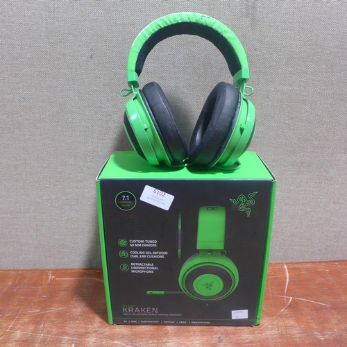 6102 - Razer Kraken Gaming Headset and LG Tone Wireless Earbuds (347-19,459) *This lot is subject to Vat