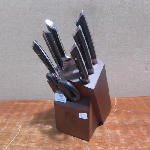 6121 - Cangshan Acacia Block Knife Set   (349-288) *This lot is subject to VAT