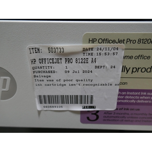 6206 - Two Hp Officejet Pro 8122E Aio Printers (349-275,276) *This lot is subject to VAT