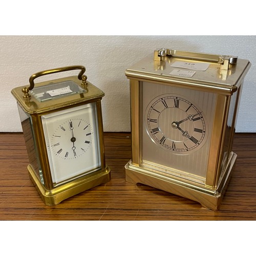 319 - Two gilt metal carriage clocks