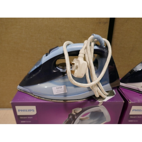 6258 - Two Philips Steam Irons   (347-235,236) *This lot is subject to Vat