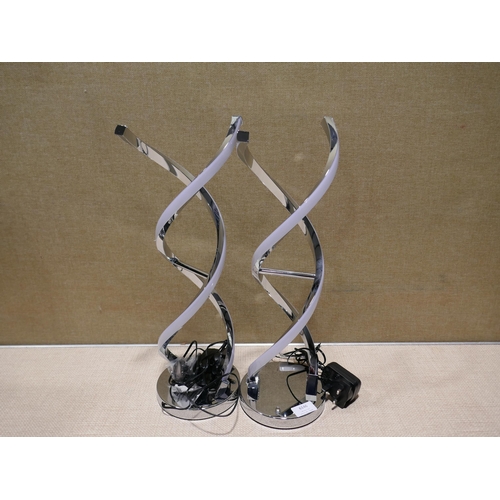 6146 - Two Artika Chrome Led Swirl Table Lamps  (347-24,25) *This lot is subject to Vat