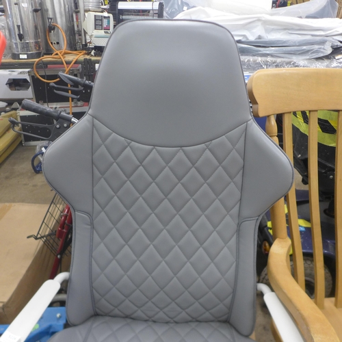 5224 - A grey leather effect Ikea Utespelare swivel gaming chair