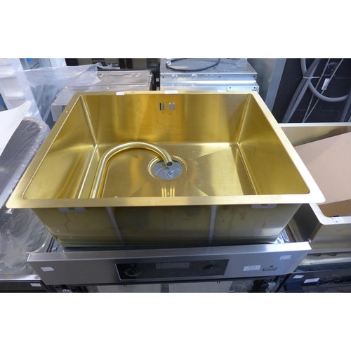 4111 - Stainless Steel Gold effect Sink and Tap *This lot is subject to VAT