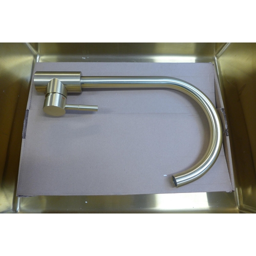 4111 - Stainless Steel Gold effect Sink and Tap *This lot is subject to VAT