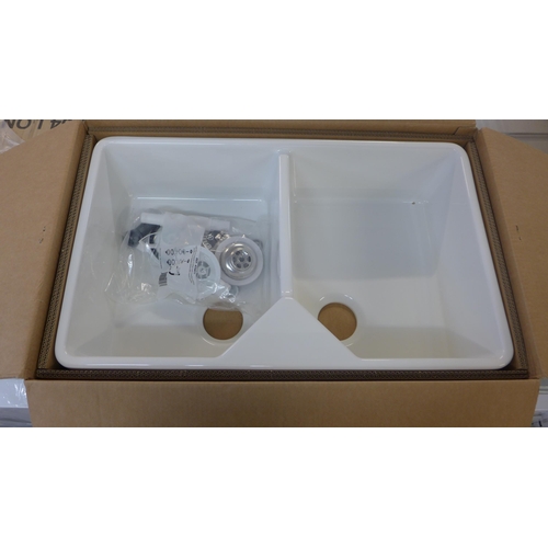 4129 - Roe Double Belfast style Ceramic Sink - White *This lot is subject to VAT