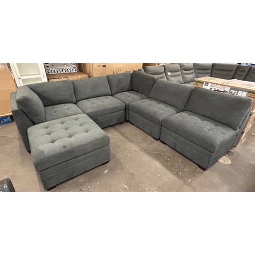 3189 - Tisdale 6 piece Dark Grey Modular Corner Sofa With Storage Ottoman (Transit Marked), Original RRP £1... 