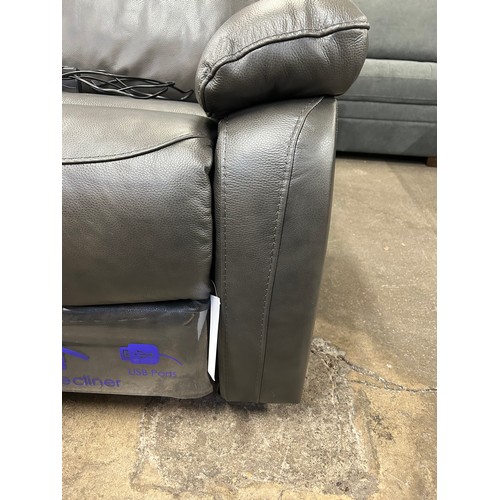 3208 - Kuka Callie Slate Grey Leather Power Reclining Arm Chair, Original RRP £458.33 + VAT (4221-43) *This... 