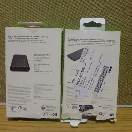 6076 - Two Belkin Powerbanks (347-191/901) *This lot is subject to Vat