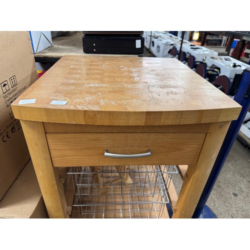 5273 - A pine single drawer butchers block kitchen island unit