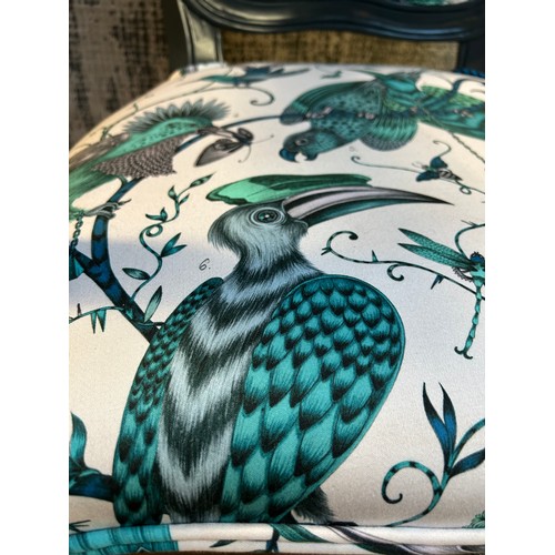 3224 - An Emma Shipley accent chair with bird design (damaged legs)