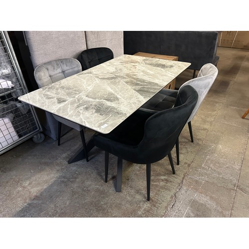 3260 - A Kos 130cm dining table and 6 chairs ( 4x grey / 2x black) * This lot is subject to VAT