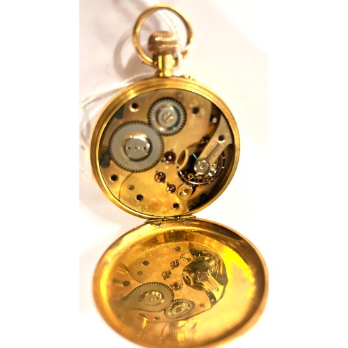 7181 - A 18ct gold cased pocket watch, presentation inscription to inner cuvet, total weight 88g, 47mm case