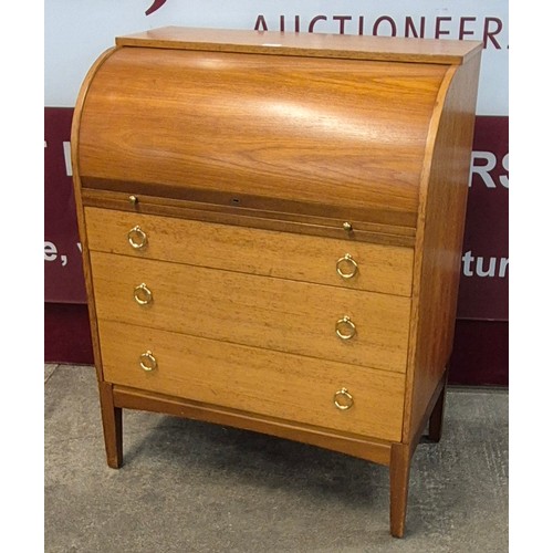 9 - A Remploy teak cylinder bureau