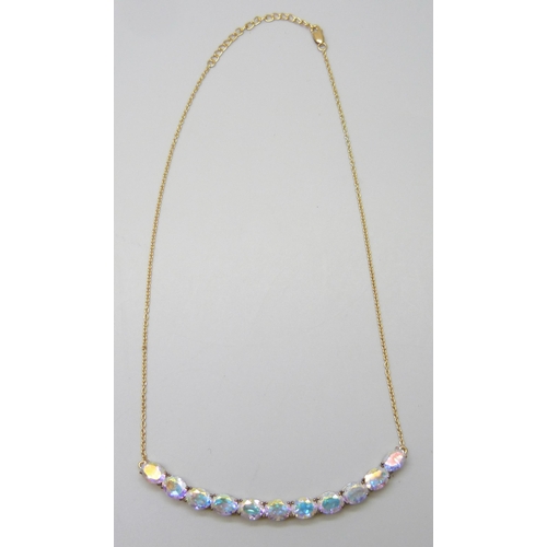 7046 - A TGGC silver gilt gemstone necklace, 9.4g,46cm