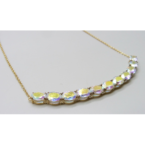 7046 - A TGGC silver gilt gemstone necklace, 9.4g,46cm