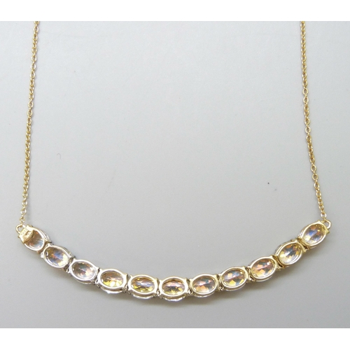 7046 - A TGGC silver gilt gemstone necklace, 9.4g,46cm