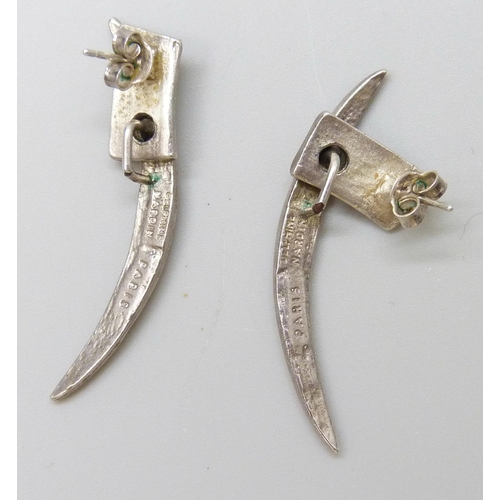 7082 - A pair of vintage Delphine Nardin Paris earrings, 4.1cm