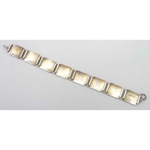 7104 - A German Theodor Klotz TEKA Pforzheim silver panel bracelet, 20g, 19.5cm