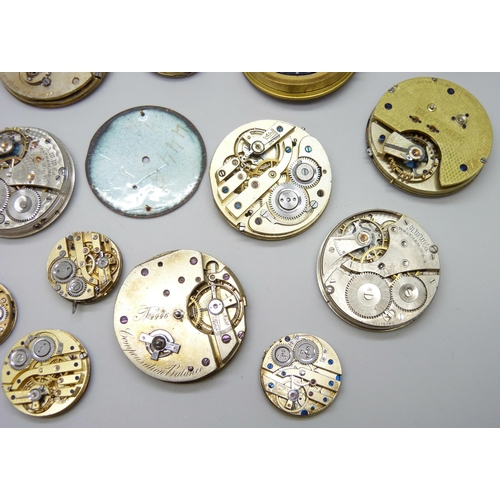 7153 - A collection of pocket watch movements and dials