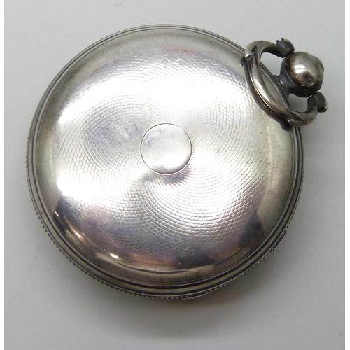 7155 - A 19th Century silver pocket watch, London 1836, movement signed Daniel Saunders, Knightsbridge