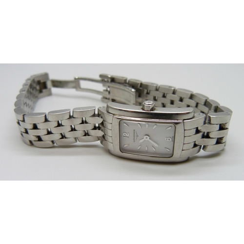 7162 - A Longines lady's wristwatch on a stainless steel strap, 18mm including crown