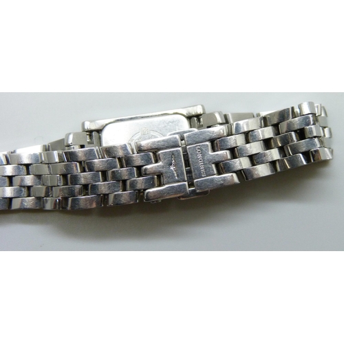 7162 - A Longines lady's wristwatch on a stainless steel strap, 18mm including crown