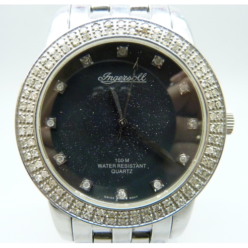 7164 - An Ingersoll Gems diamond bezel wristwatch, 42mm including crown, boxed