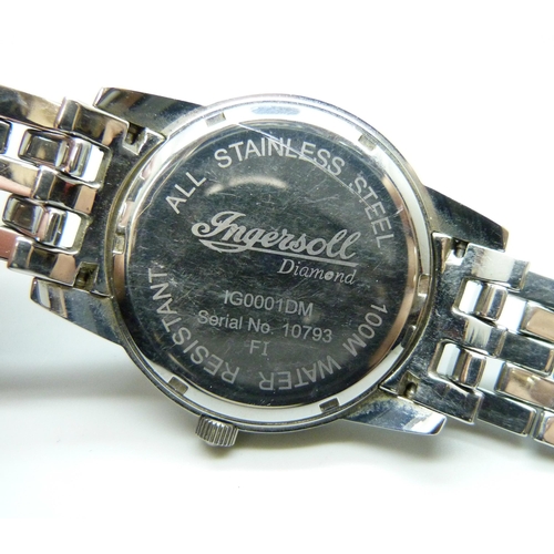 7164 - An Ingersoll Gems diamond bezel wristwatch, 42mm including crown, boxed