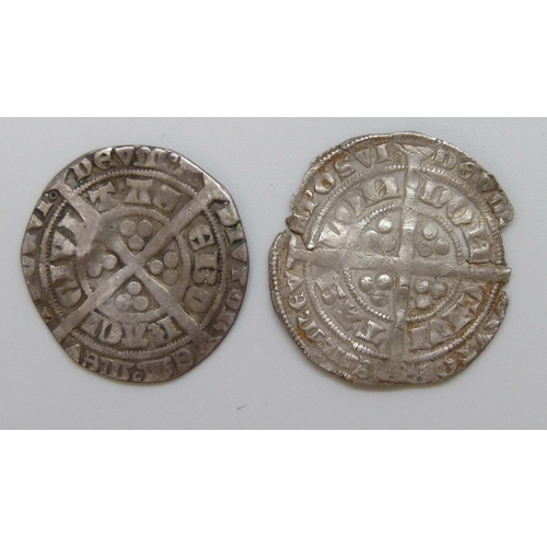 7177 - Coins - Two Edward III (1327-1377) silver groats