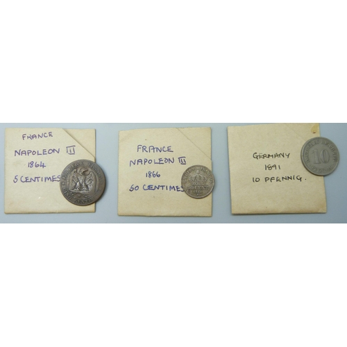 7183 - A collection of French and German coins