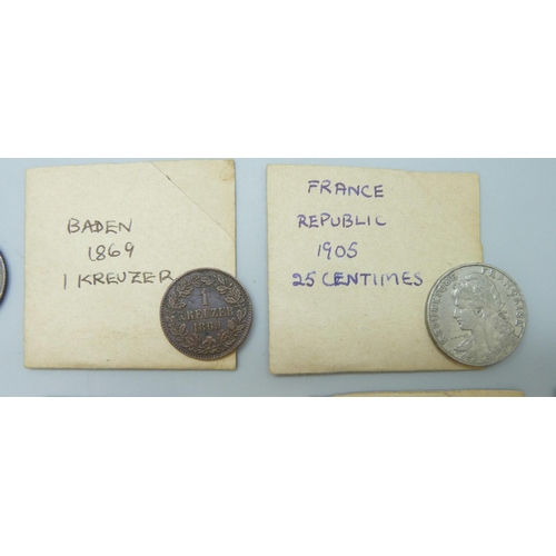 7183 - A collection of French and German coins