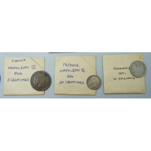 7183 - A collection of French and German coins