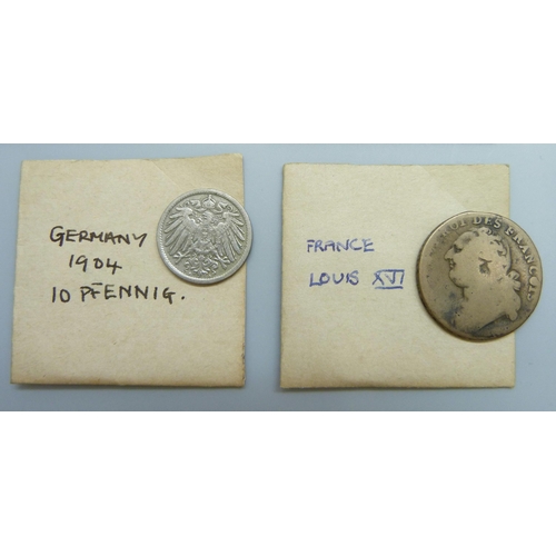 7183 - A collection of French and German coins