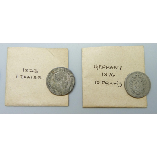 7183 - A collection of French and German coins