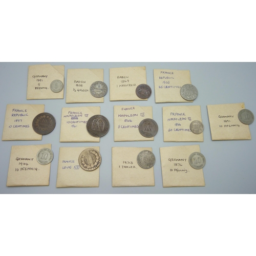 7183 - A collection of French and German coins