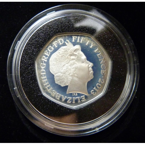 7185 - A 2013 very scarce silver proof 50p coin, Royal Mint Benjamin Britten (low mintage of 2000), boxed a... 