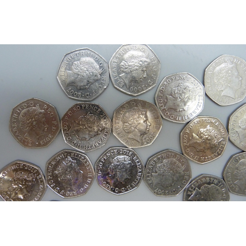 7195 - 50p collectable coins, including Beatrix Potter, Paddington, etc.