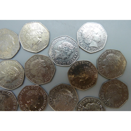 7195 - 50p collectable coins, including Beatrix Potter, Paddington, etc.