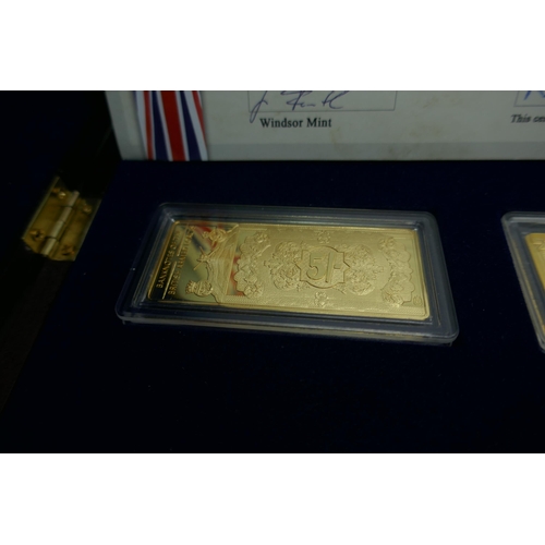 7201 - Two Windsor Mint British bank note coin sets, gold plated, both with certificates