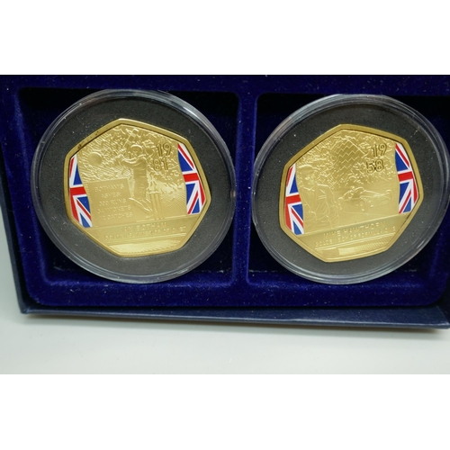 7202 - A Windsor Mint Highlights of Great British Sports History proof coin set, gold plated with certifica... 