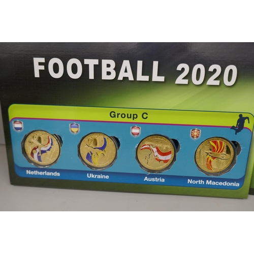 7203 - Football 2020 European Championship Participants coins in presentation folder, lacking one coin