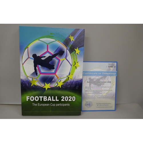 7203 - Football 2020 European Championship Participants coins in presentation folder, lacking one coin