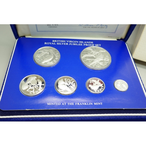 7209 - British Virgin Islands - Royal Silver Jubilee proof set, Dec 6 1976, Six silver proof coins minted a... 