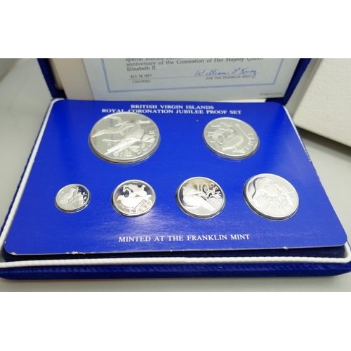 7210 - British Virgin Islands - The Royal Coronation Jubilee proof set, Dec 6 1977, six silver proof coins ... 