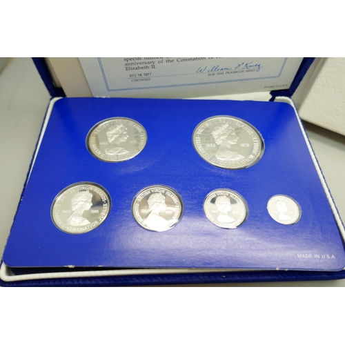 7210 - British Virgin Islands - The Royal Coronation Jubilee proof set, Dec 6 1977, six silver proof coins ... 