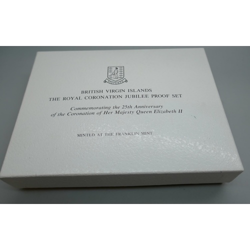 7210 - British Virgin Islands - The Royal Coronation Jubilee proof set, Dec 6 1977, six silver proof coins ... 